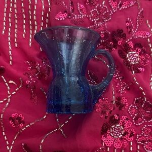 Vintage mini Blue crackle  Glass Vase